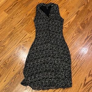 Elaua Kattau Woman’s Black Lined Printed Dress Size L